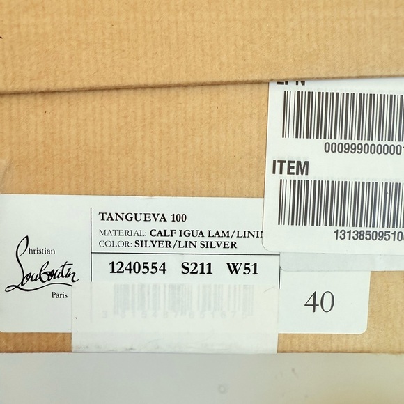 Christian Louboutin Metallic Silver Leather croc Tangueva 100 mm sandals EU 40 - Picture 14 of 14